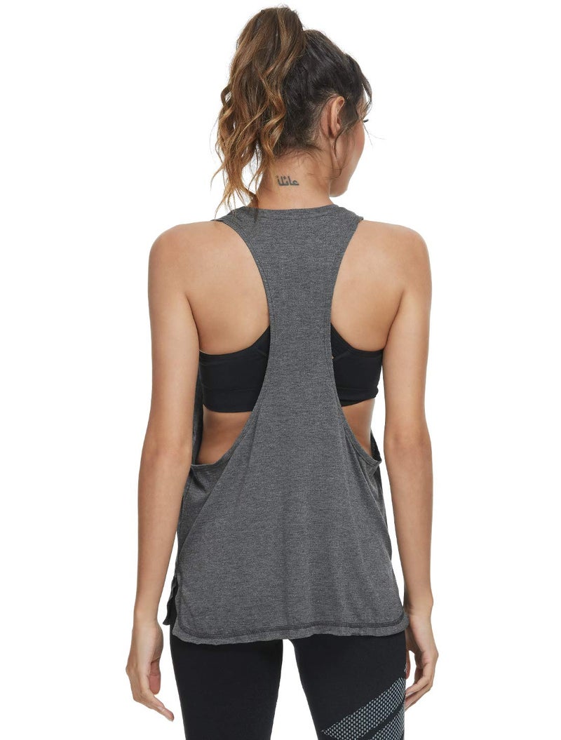 Cosy Pyro Workout Tank Tops for Women Lightweight Running Tanks Basic Gym Tops Sleeveless Athletic Yoga Shirts-4 Pack Black/White/Dark Gray/Green M - Image 4